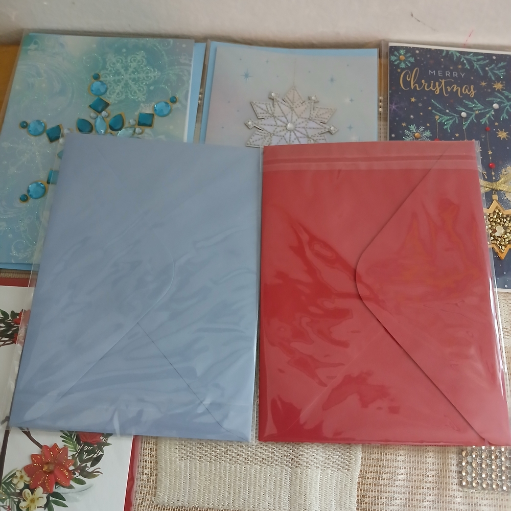 Set of 6 Papyrus 3D Jeweled Bejeweled Shiny Greeting Christmas Cards Beautiful - Picture 8 of 9